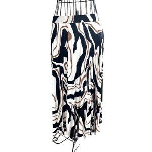 CHICO’S White With Abstract Print Fully Lined Pleated Midi Skirt Size XL 16